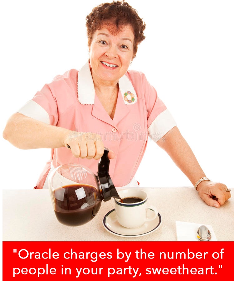 Oracle's new pricing model charges by the number of employees in your entire company.